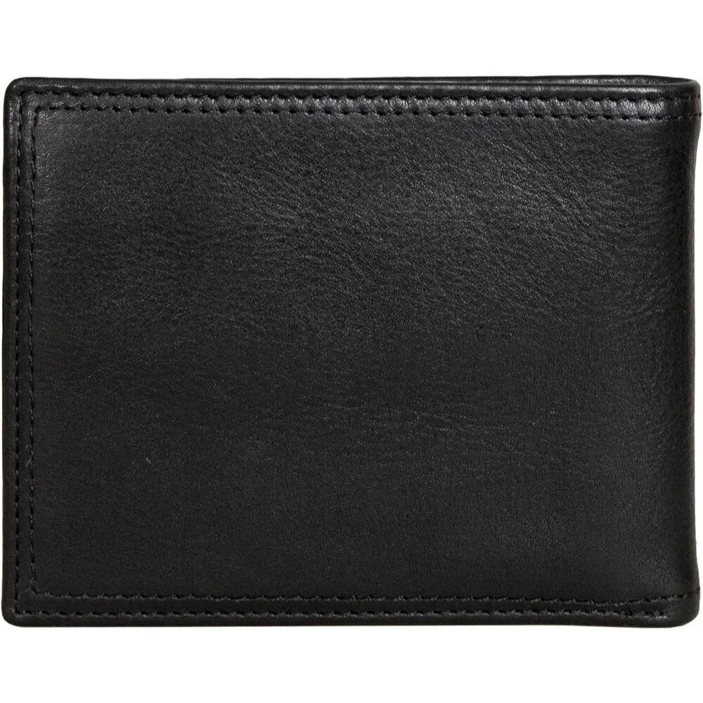 Men's Logo - Black Bifold Leather Wallet RFID Blocking ID Window Card Slots